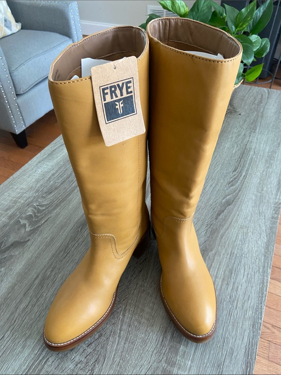 Frye Shoes - Frye Tall Leather Boots in Mustard Yellow